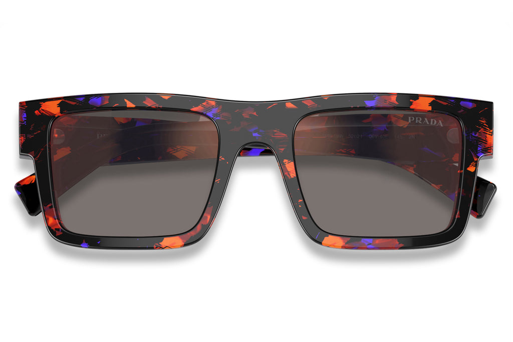Prada - PR 19WS Sunglasses Abstract Orange with Dark Grey Mirror Blue/Red Lenses (06V40E)