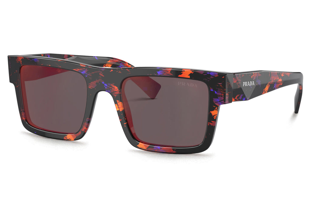 Prada - PR 19WS Sunglasses Abstract Orange with Dark Grey Mirror Blue/Red Lenses (06V40E)
