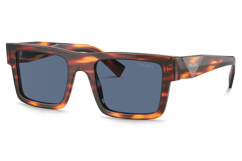 Prada - PR 19WS Sunglasses Striped Radica with Dark Blue Lenses (17R06A)
