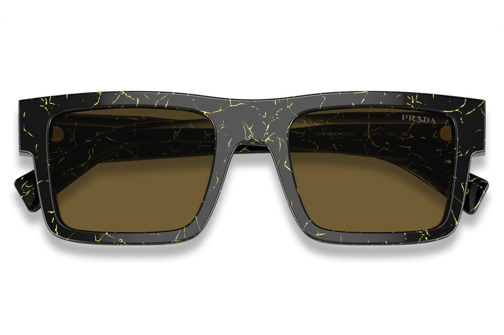 Prada - PR 19WS Sunglasses Black/Yellow Marble with Dark Brown Lenses (19D01T)