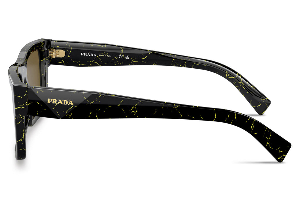 Prada - PR 19WS Sunglasses Black/Yellow Marble with Dark Brown Lenses (19D01T)