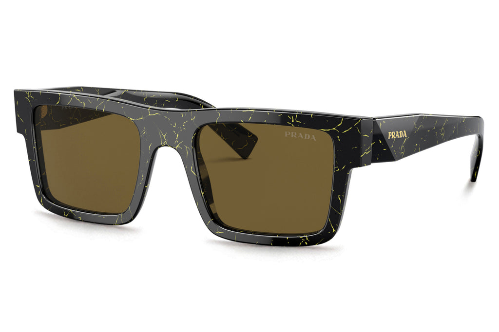 Prada - PR 19WS Sunglasses Black/Yellow Marble with Dark Brown Lenses (19D01T)