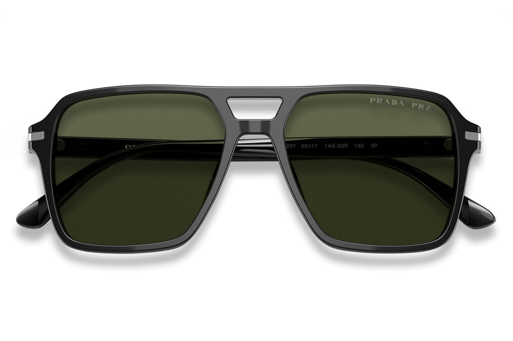 Prada - PR 20YS Sunglasses Black with Green Polar Lenses (1AB03R)