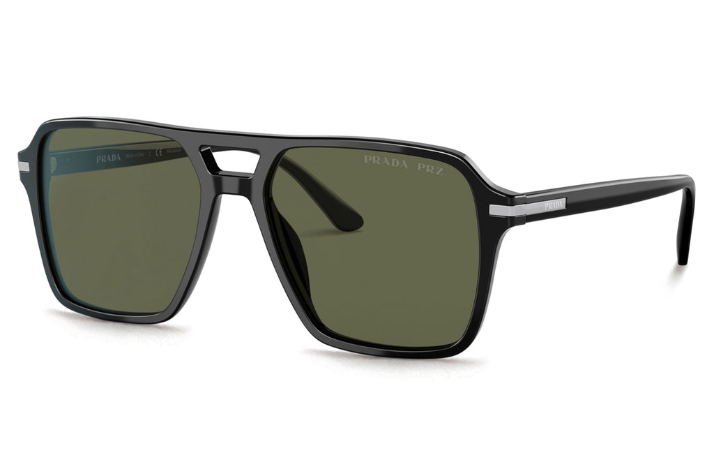 Prada - PR 20YS Sunglasses Black with Green Polar Lenses (1AB03R)