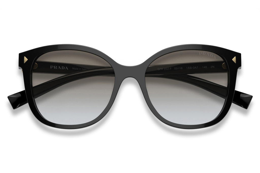 Prada - PR 22ZSF (Low Bridge Fit) Sunglasses Black with Grey Gradient Lenses (1AB0A7)