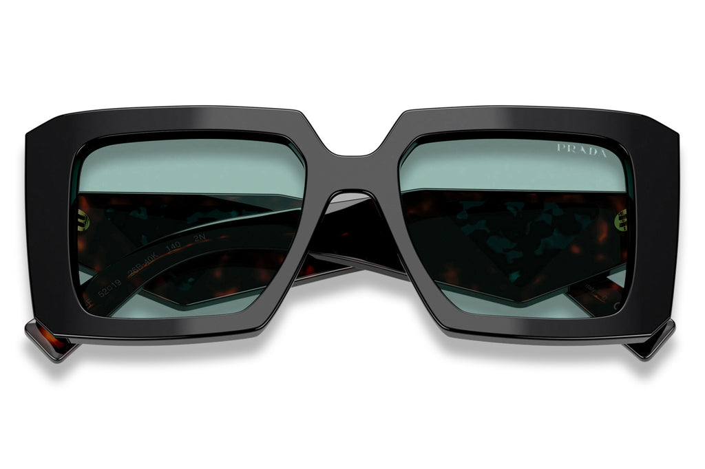 Prada - PR 23YSF (Low Bridge Fit) Sunglasses Black with Petrol Green Lenses (26B40K)