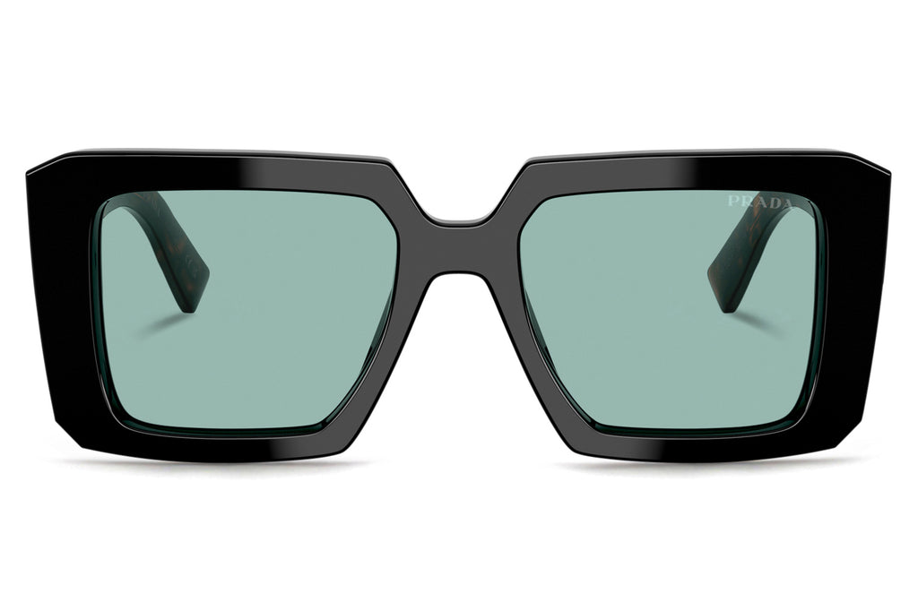 Prada - PR 23YSF (Low Bridge Fit) Sunglasses Black with Petrol Green Lenses (26B40K)