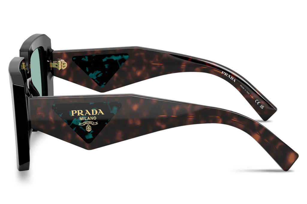 Prada - PR 23YSF (Low Bridge Fit) Sunglasses Black with Petrol Green Lenses (26B40K)