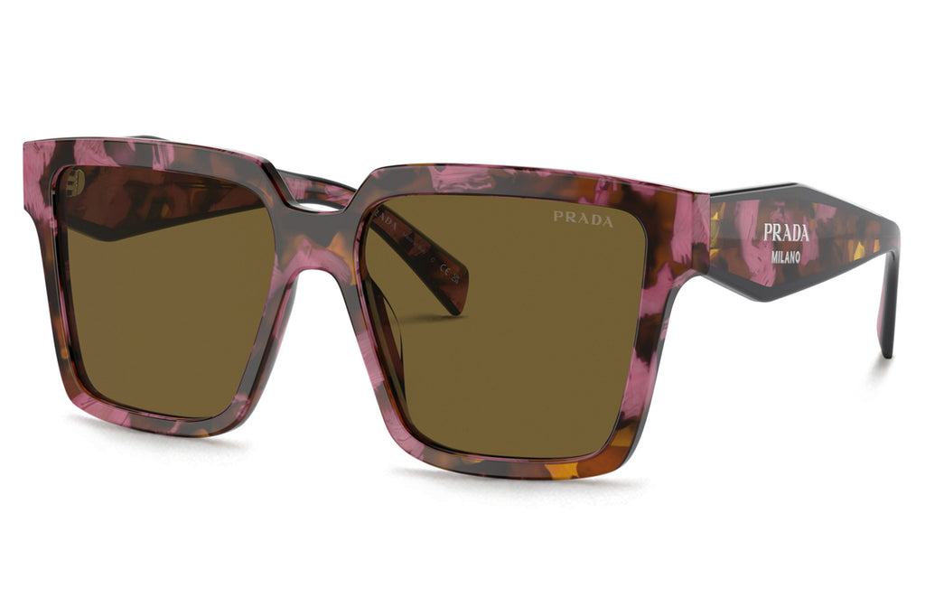 Prada - PR 24ZSF Sunglasses Tortoise Cognac Begonia with Dark Brown Lenses (18N01T)