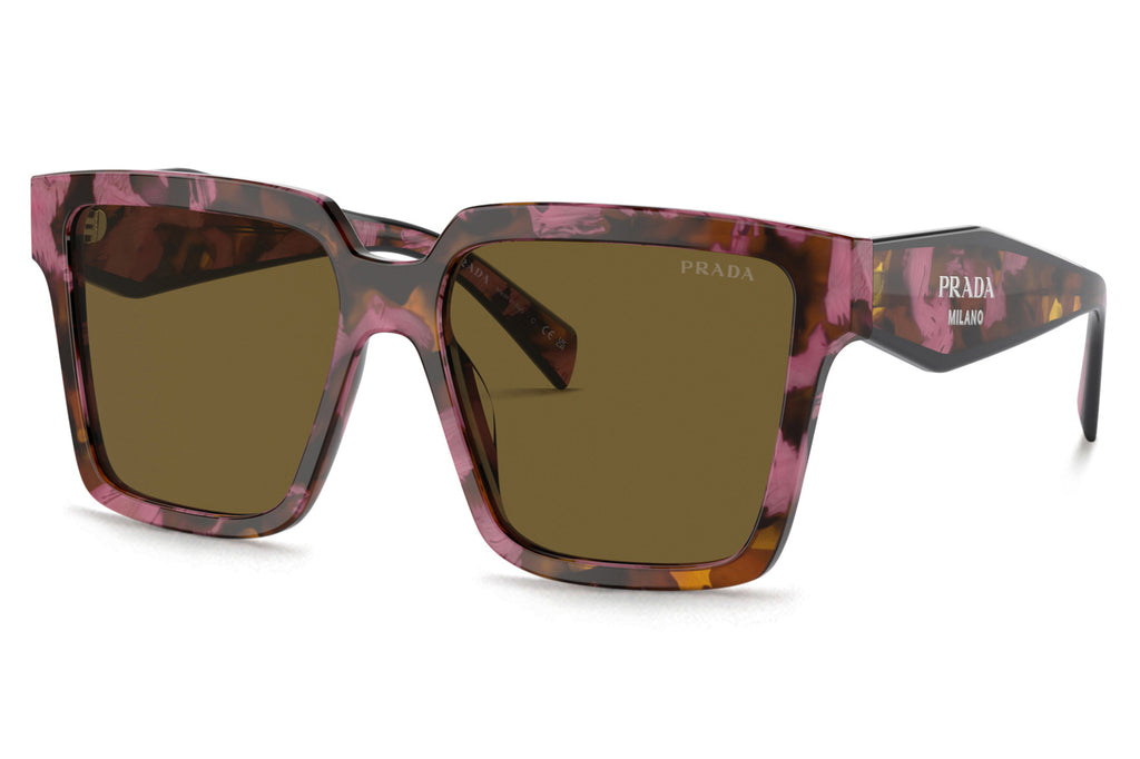 Prada - PR 24ZS Sunglasses Tortoise Cognac Begonia with Dark Brown Lenses (18N01T)