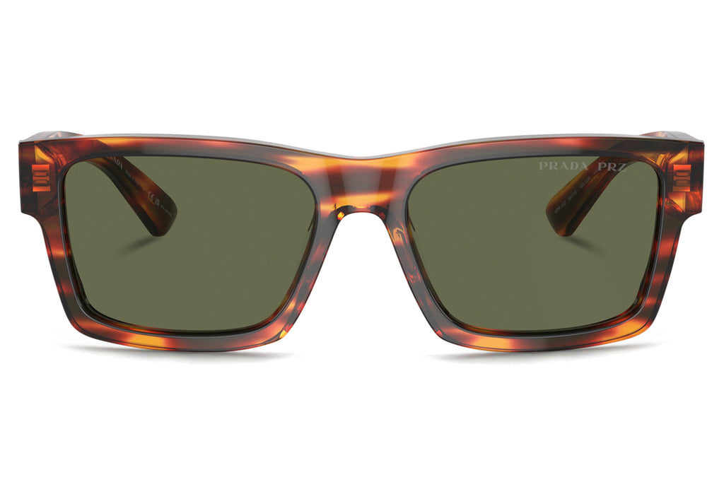 Prada - PR 25ZS Sunglasses Striped Briar Tortoise with Green Polar Lenses (16S03R)