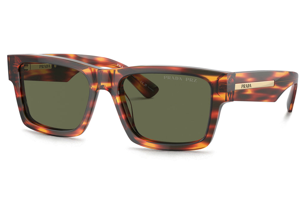 Prada - PR 25ZS Sunglasses Striped Briar Tortoise with Green Polar Lenses (16S03R)