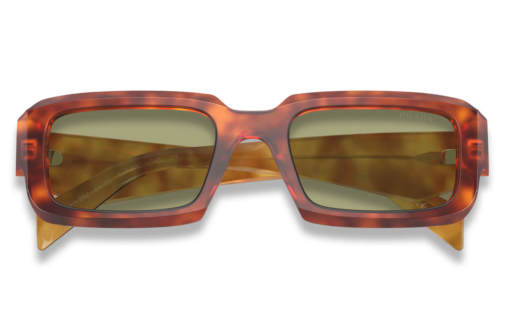Prada - PR 27ZS Sunglasses Cognac Tortoise with Green Lenses (11P60C)