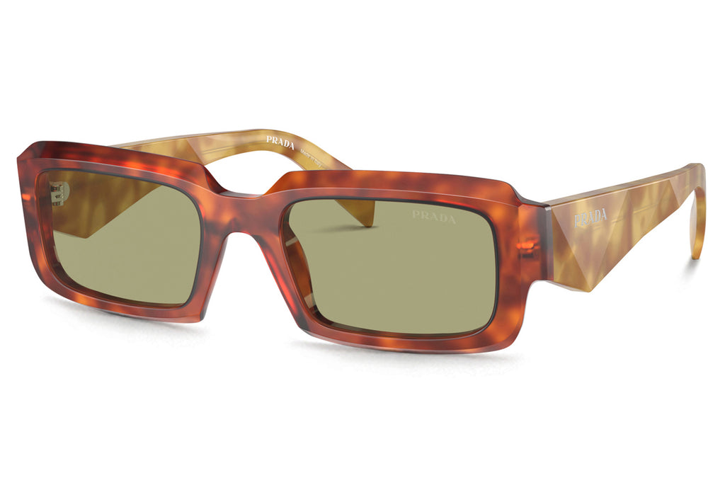 Prada - PR 27ZS Sunglasses Cognac Tortoise with Green Lenses (11P60C)