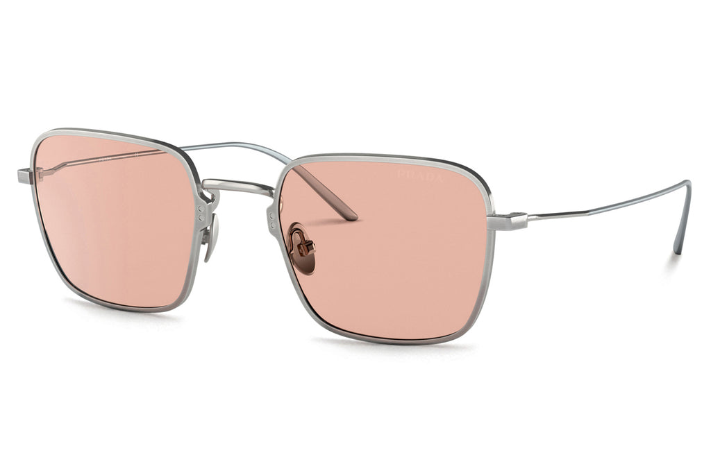 Prada - PR 54WS Sunglasses Satin Titanium with Dark Pink Lenses (05Q03F)