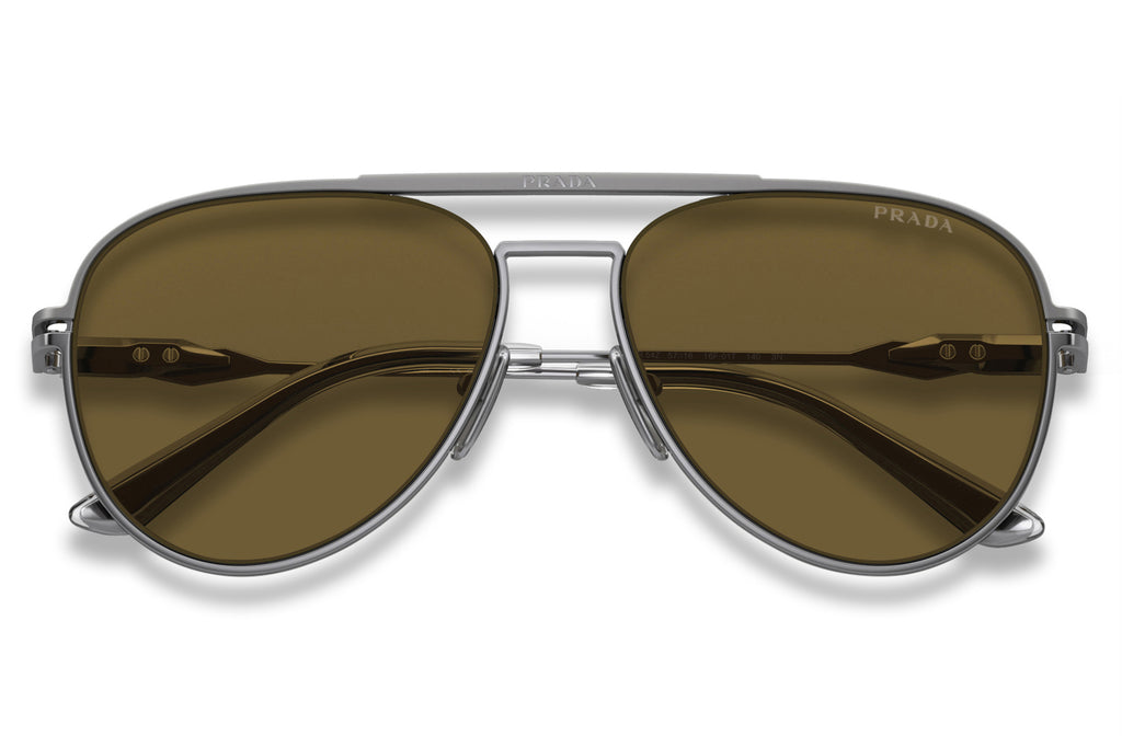 Prada - PR 54ZS Sunglasses Matte Gunmetal with Dark Brown Lenses (16F01T)