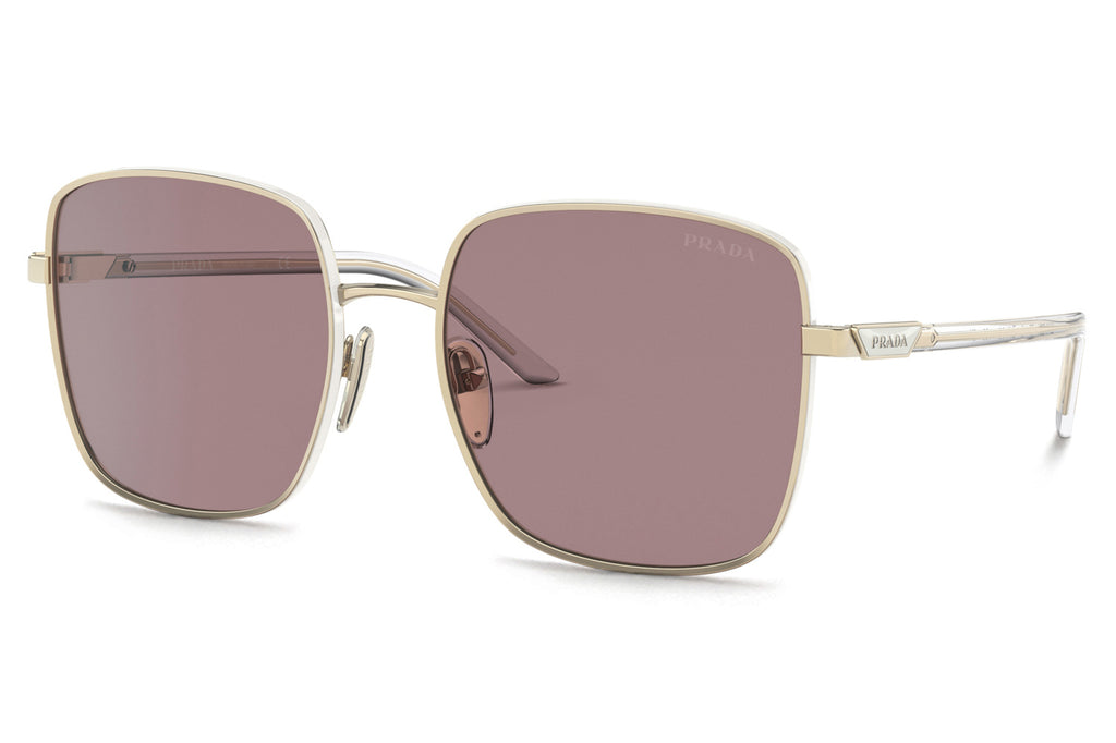 Prada - PR 55YS Sunglasses Pale Gold with Light Purple Brown Lenses (ZVN06I)