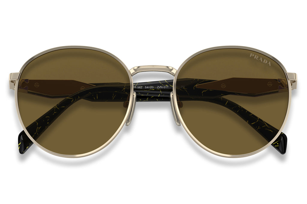 Prada - PR 56ZS Sunglasses Pale Gold with Dark Brown Lenses (ZVN01T)