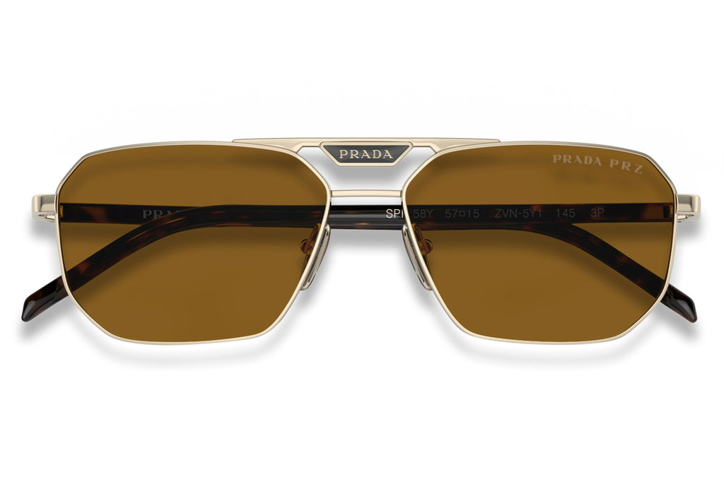Prada - PR 58YS Sunglasses Pale Gold with Dark Brown Polar Lenses (ZVN5Y1)