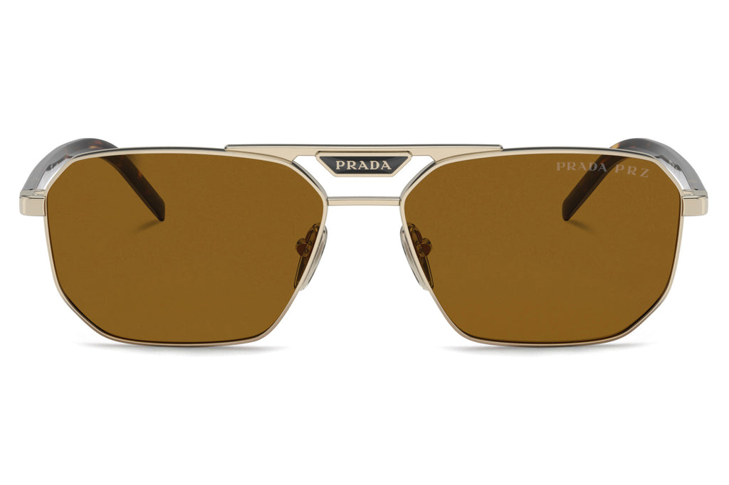 Prada - PR 58YS Sunglasses Pale Gold with Dark Brown Polar Lenses (ZVN5Y1)