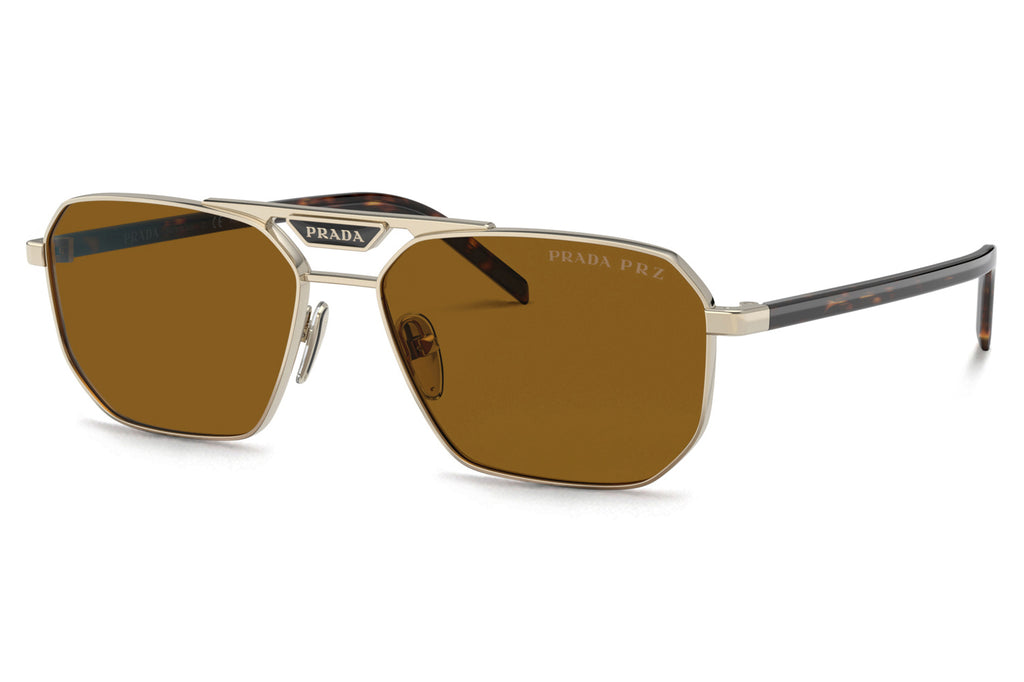 Prada - PR 58YS Sunglasses Pale Gold with Dark Brown Polar Lenses (ZVN5Y1)
