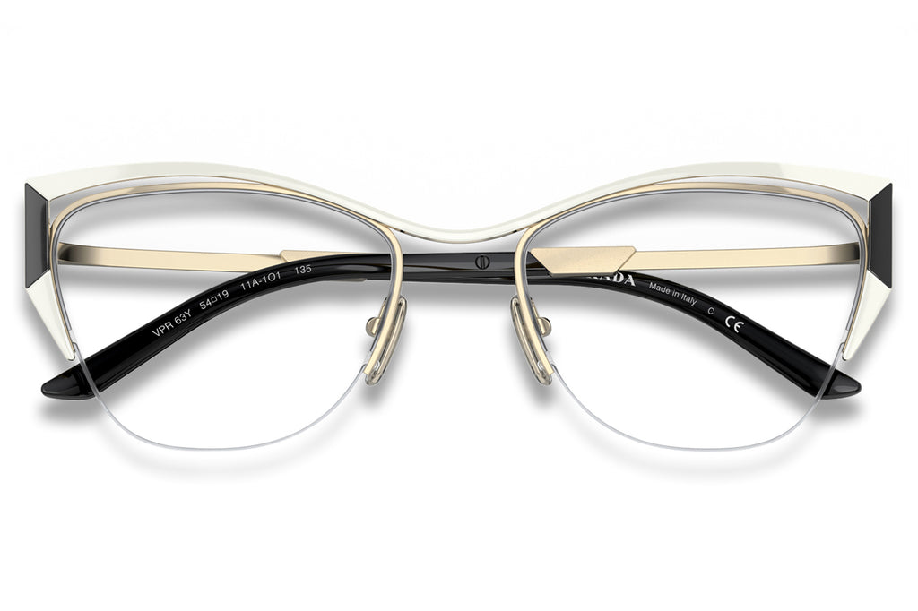 Prada - PR 63YV Eyeglasses Talc/Black/Pale Gold (11A1O1)