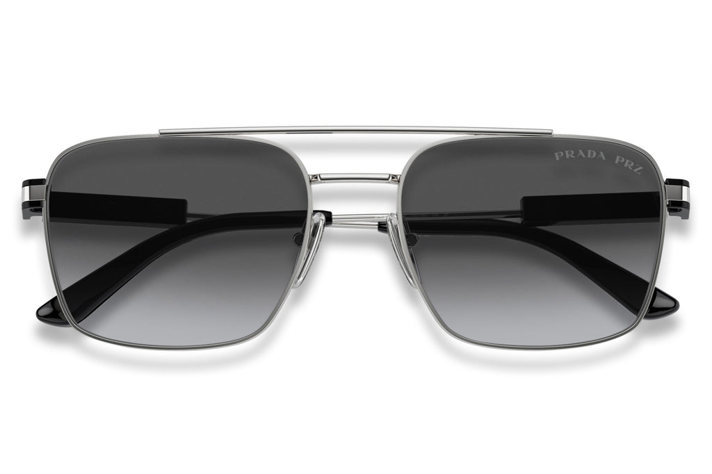 Prada - PR 67ZS Sunglasses Silver with Grey Gradient Polar Lenses (1BC5W1)