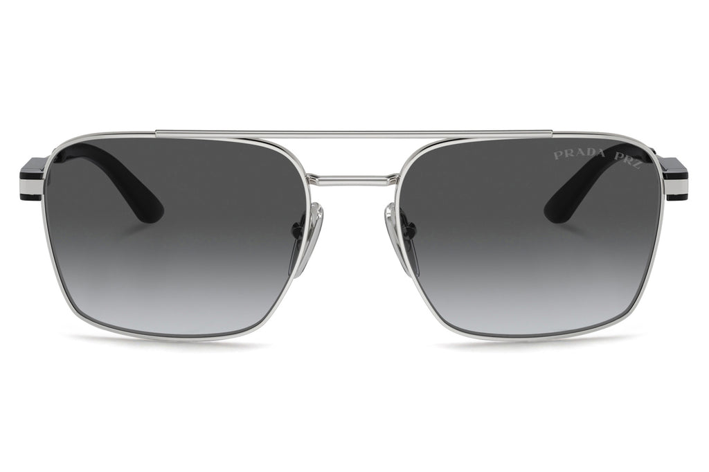 Prada - PR 67ZS Sunglasses Silver with Grey Gradient Polar Lenses (1BC5W1)