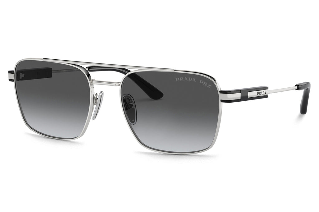 Prada - PR 67ZS Sunglasses Silver with Grey Gradient Polar Lenses (1BC5W1)