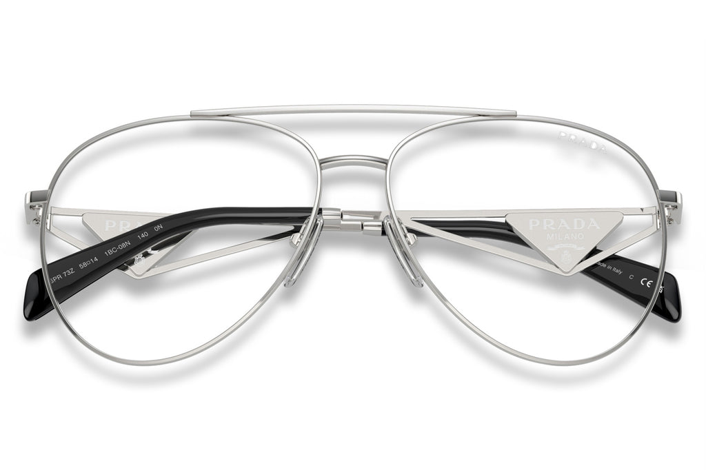Prada - PR 73ZS Sunglasses Silver with Clear Blue-Violet Light Filter Lenses (1BC08N)