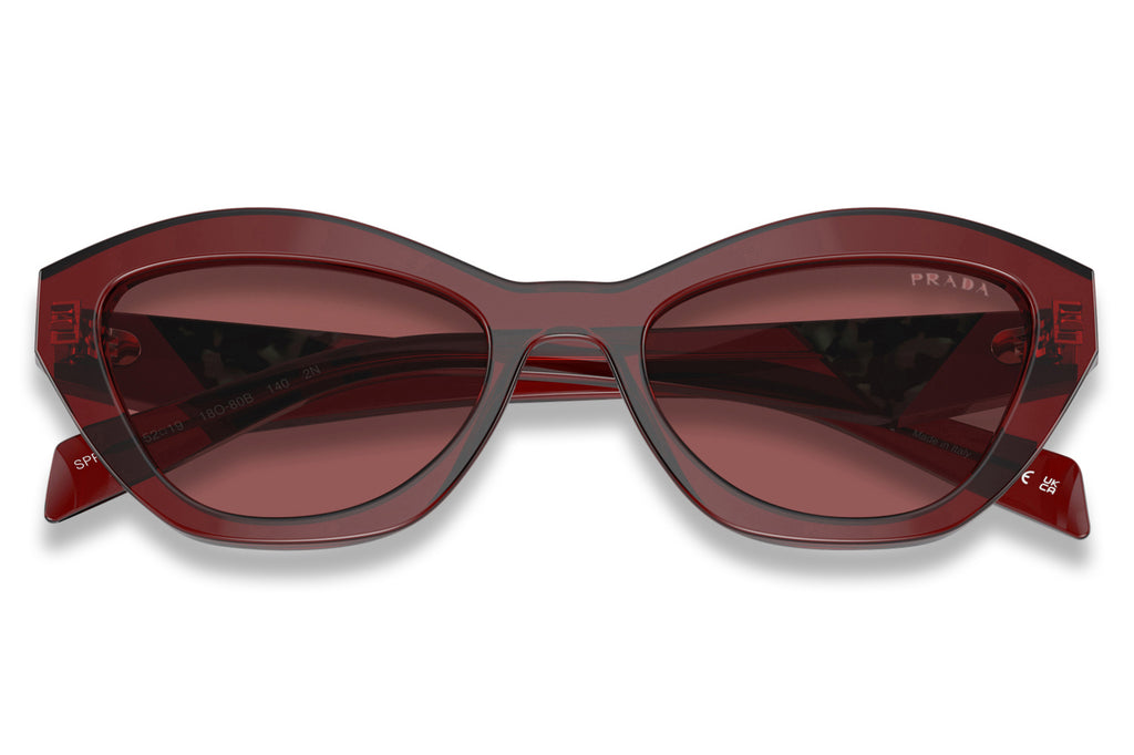 Prada - PR A02S Sunglasses Transparent Red with Dark Violet Lenses (18O80B)