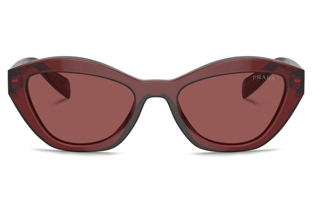 Prada - PR A02S Sunglasses Transparent Red with Dark Violet Lenses (18O80B)