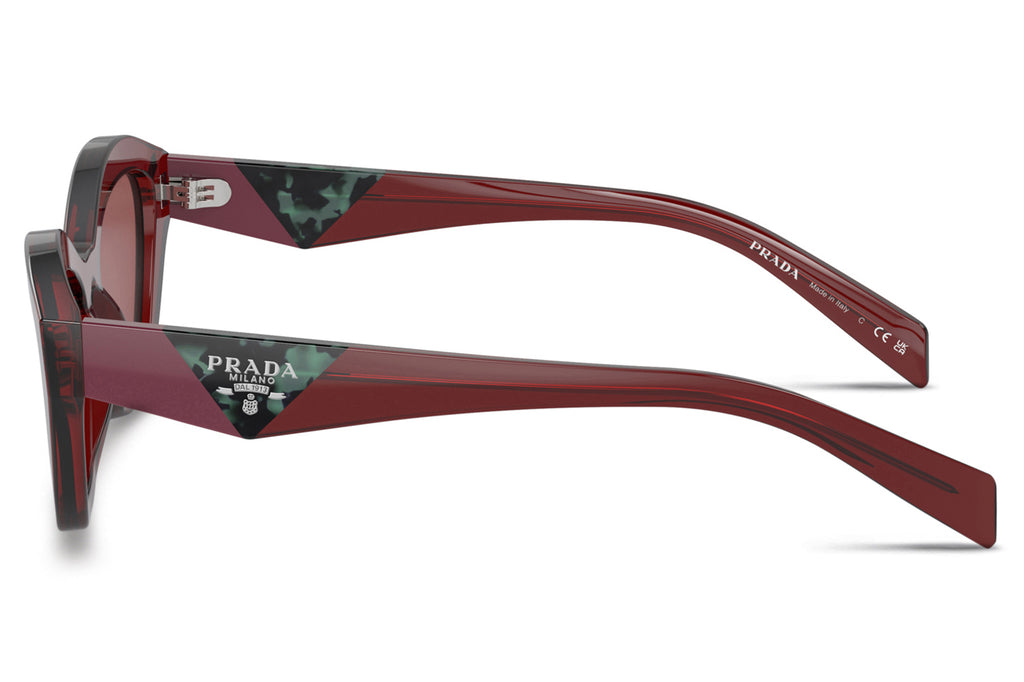 Prada - PR A02S Sunglasses Transparent Red with Dark Violet Lenses (18O80B)