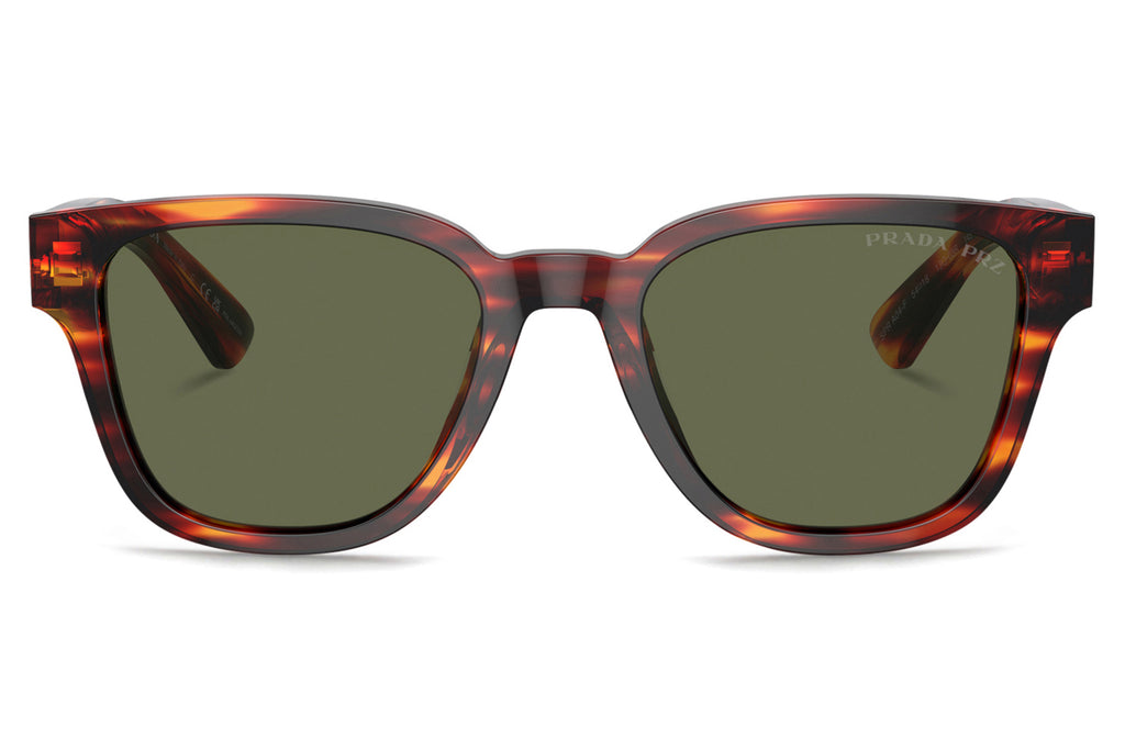 Prada - PR A04SF Sunglasses Havana Red with Green Polar Lenses (13O03R)