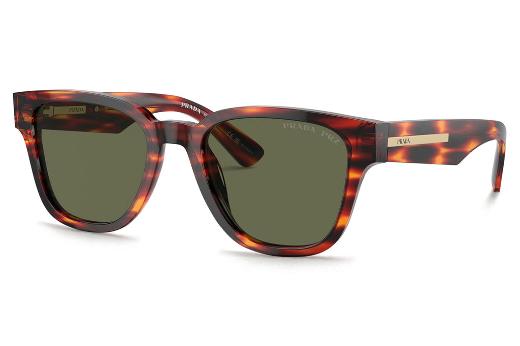 Prada - PR A04SF Sunglasses Havana Red with Green Polar Lenses (13O03R)