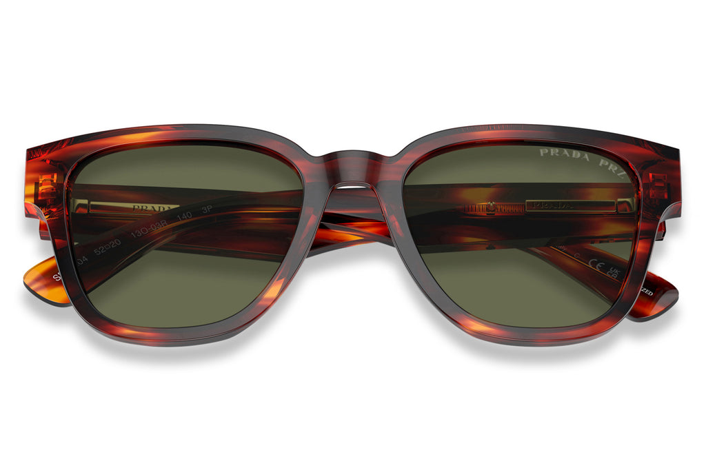 Prada - PR A04S Sunglasses Havana Red with Green Polar Lenses (13O03R)