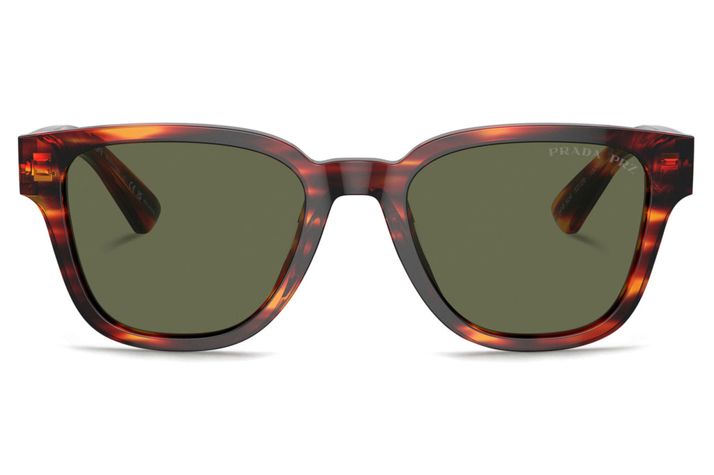Prada - PR A04S Sunglasses Havana Red with Green Polar Lenses (13O03R)