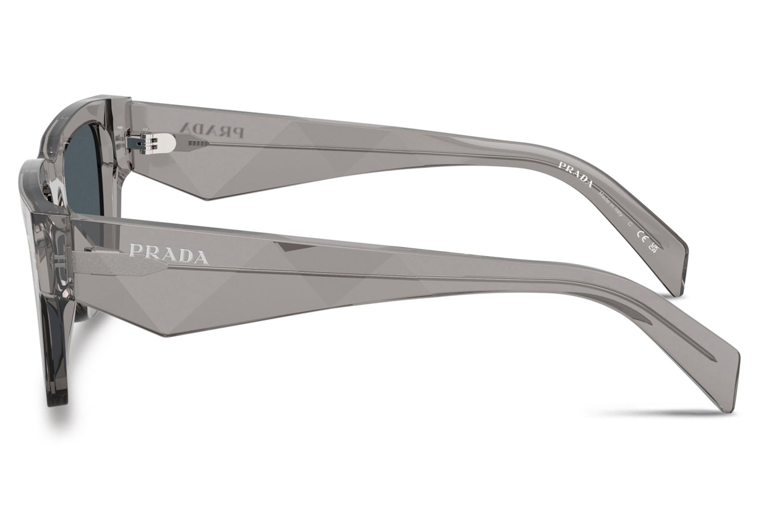 PRADA • Aviator Sunglasses • Silver Frame / White & Black Temples • AUTHENTIC Silver Prada Sunglasses - White Lenses | prdsunglasses.com main image 4