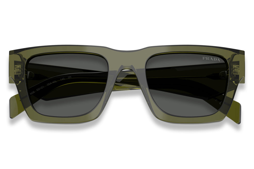 Prada - PR A06S Sunglasses Transparent Military with Dark Grey Lenses (25A40L)
