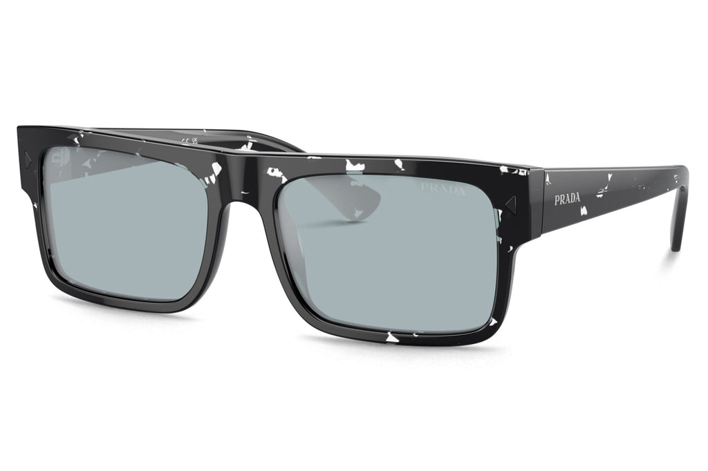 Prada - PR A10S Sunglasses Transparent Black Havana with Light Blue Mirror Silver Lenses (15O01A)
