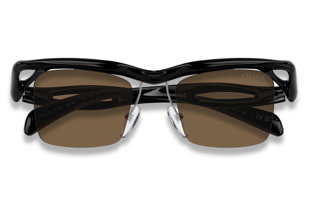 Prada -PR A15S Sunglasses Black with Dark Brown Lenses (1AB8C1)