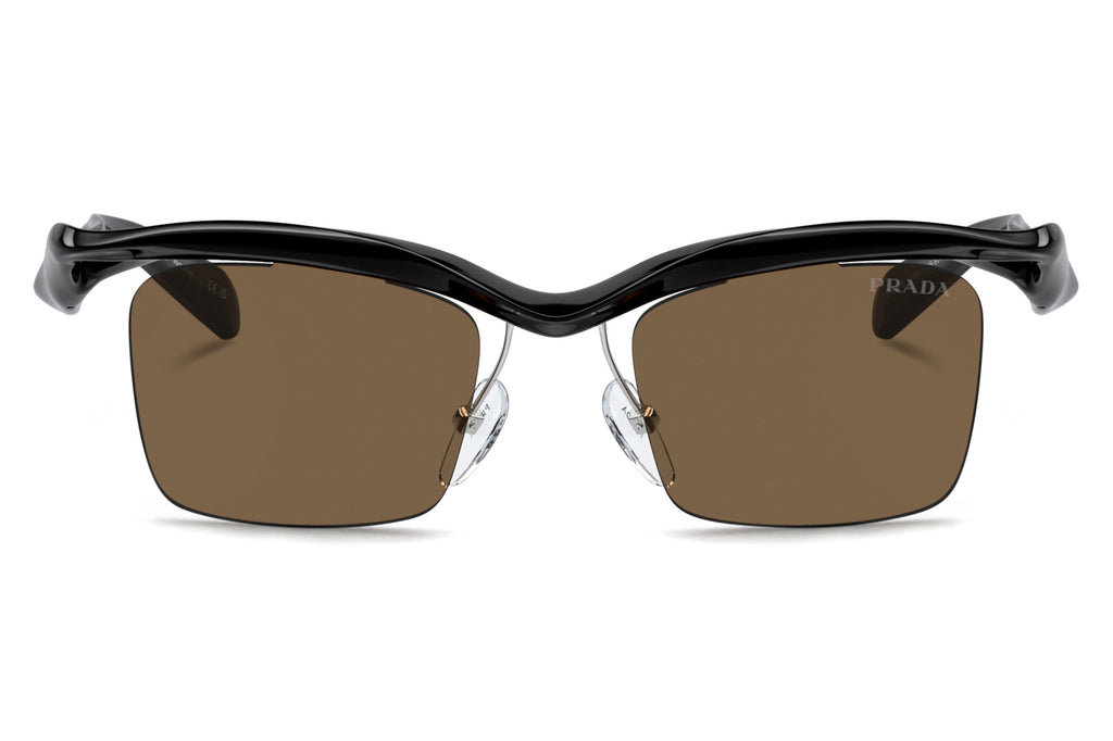 Prada -PR A15S Sunglasses Black with Dark Brown Lenses (1AB8C1)