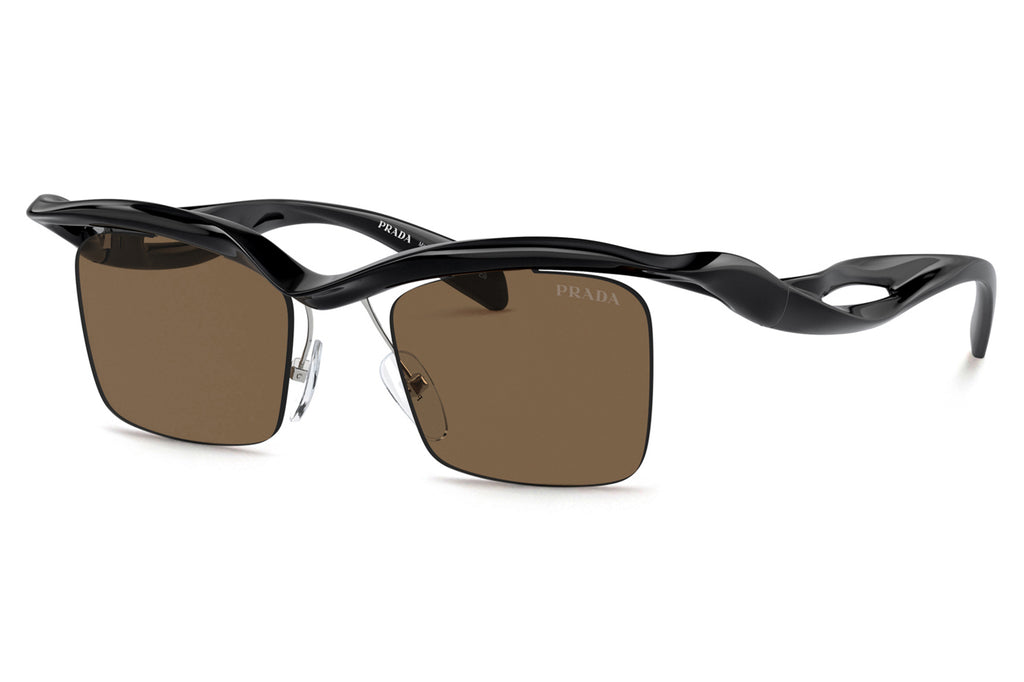 Prada -PR A15S Sunglasses Black with Dark Brown Lenses (1AB8C1)