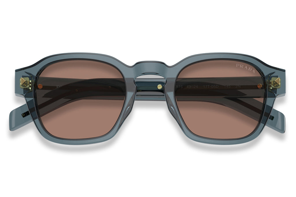 Prada -PR A16S Sunglasses Transparent Ocean with Brown Mirror Internal Grey Lenses (17T05D)