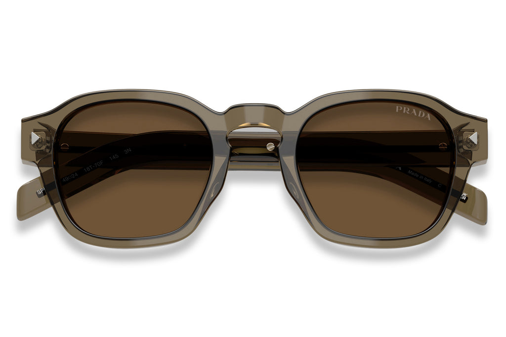 Prada -PR A16S Sunglasses Transparent Terra with Dark Brown Lenses (18T70F)