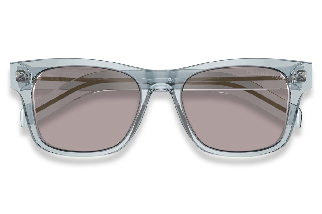 Prada - PR A17S Sunglasses Transparent Azure with Grey Polarized Mirror Gold Lenses (19T80F)