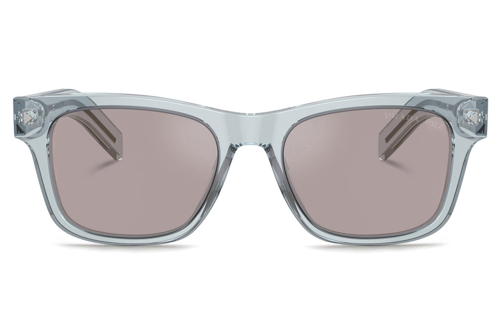 Prada - PR A17S Sunglasses Transparent Azure with Grey Polarized Mirror Gold Lenses (19T80F)