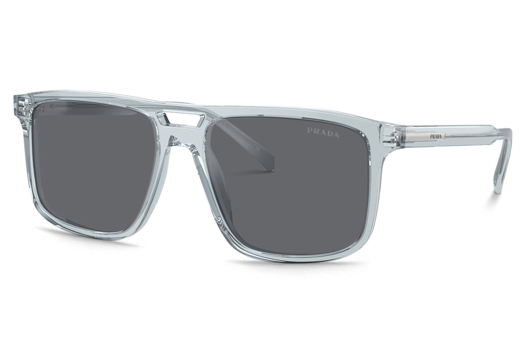 Prada - PR A22SF Sunglasses Transparent Azure with Dark Grey Flash Silver Lenses (19T175)
