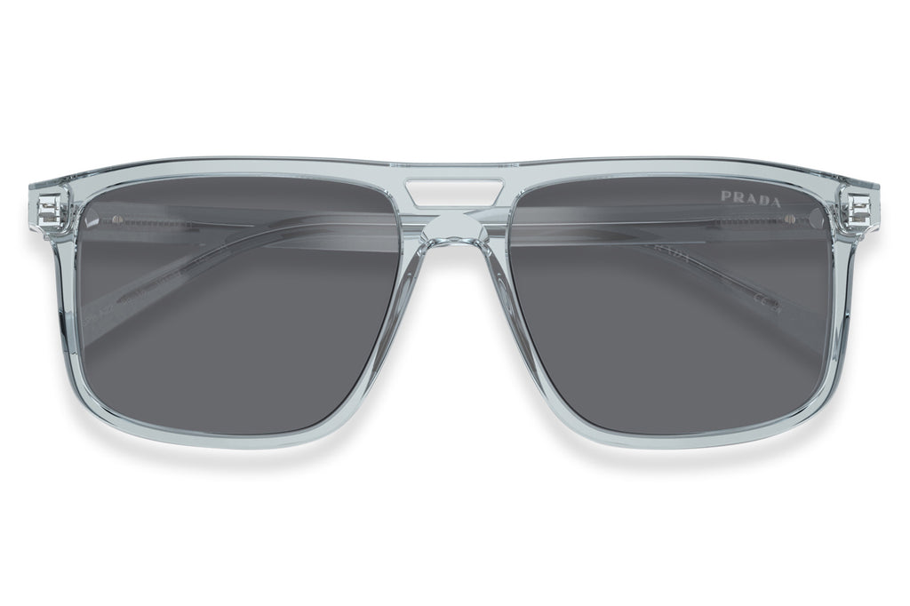 Prada - PR A22S Sunglasses Transparent Azure with Dark Grey Flash Silver Lenses (19T175)