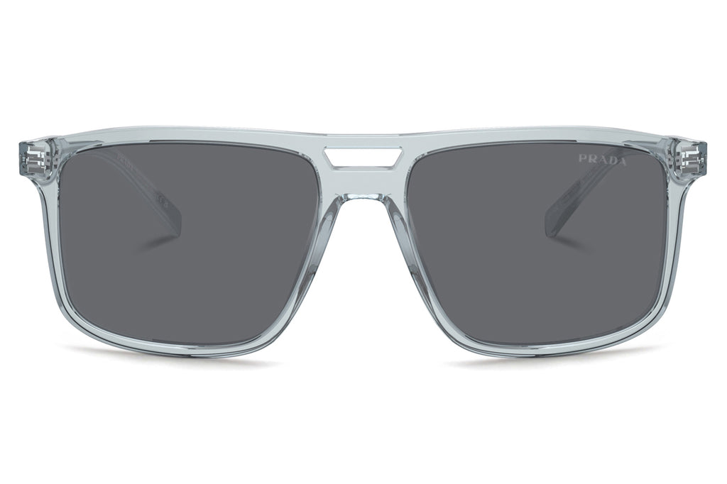 Prada - PR A22S Sunglasses Transparent Azure with Dark Grey Flash Silver Lenses (19T175)